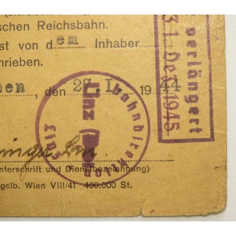 Palvelun henkilöllisyyskortti, joka on annettu Deutsche Reichsbahn -työntekijälle. Espenlaub militaria
